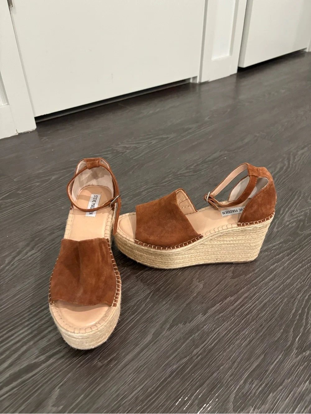 Steve Madden Tan Suede Espadrille Wedge Sandals